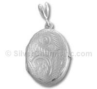 Oval Silver Locket with Designs