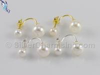 Pearl Wire Stud Earrings