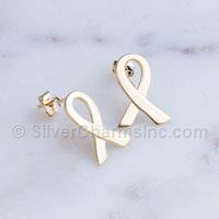 Gold Plated Awareness Ribbon Earrings