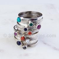 Gemstone Silver Band Ring