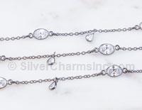Black Silver CZ Chain By Foot