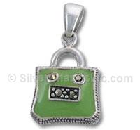 Enamel Purse Charm with Marcasite