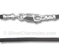 2mm Black Leather with Sterling Clasp