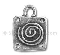 Silver Square with Spiral Charm