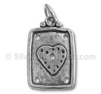 Silver Rectangle with Heart Charm