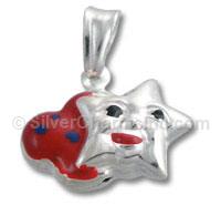 Sterling Silver Puffed Star and Cloud Charm