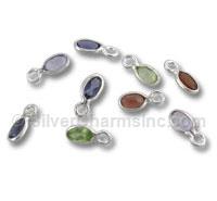 Silver Multi Gemstone Drop Charm