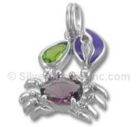 Crab with Purple and Green Crystals Stone Charm