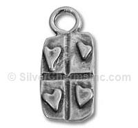 Silver 4 Hearts in a Rectangle Charm