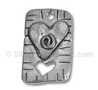 Silver Heart Spiral Rectangle Charm