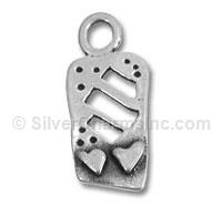 Silver Double Hearts Rectangle Charm