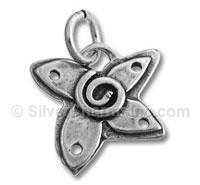Sterling Silver Star with Spiral Charm