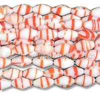 Czech White Orange Glass Beads