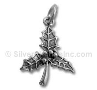Sterling Silver Christmas Holly Charm