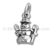 Sterling Silver One-side Snowman Charm