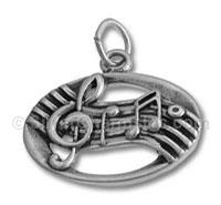 Oval Music Notes Charm