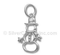 Sterling Silver Snowman Outline Charm