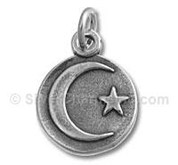 Silver Moon and Star in Disc Charm
