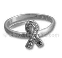 Awareness Ribbon Ring with Clear Cz