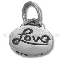 Silver Oval Disc "Love" Bead
