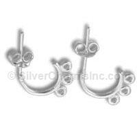 Sterling Silver 3 Ring Post Earring