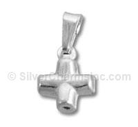 Silver Hollow Puffed Cross Charm