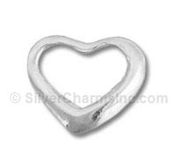 Silver Hollow Puffed Heart Charm