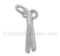 Silver Hollow Puffed Scissors Charm