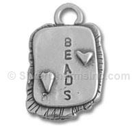 Silver "Beads" Heart Square Tag Charm