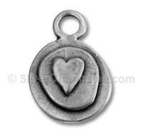 Sterling Silver Round Heart Charm