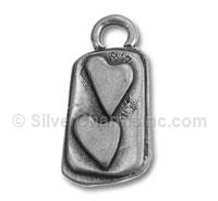 Silver Double Love Rectangle Charm