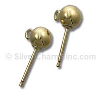 Gold Plated 5mm Ball with Ring Earrings
