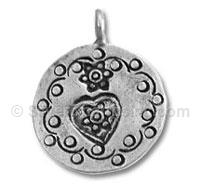 Silver Round Star and Heart Charm