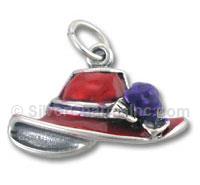 Enamel Red Hat Charm with Purple Ribbon