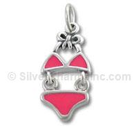 Sterling Silver, Enamel Pink Bikini Charm
