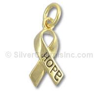 "Hope" Gold Plated Ribbon Awareness Ribbon