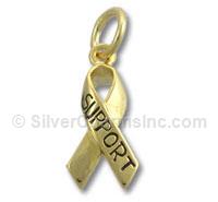 "Support" Gold Plated Awareness Ribbon