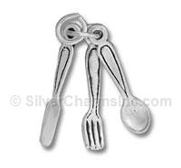 Sterling Silver Spoon, Fork, Knife Charm