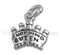 Sterling Silver Shopping Queen Crown Charm