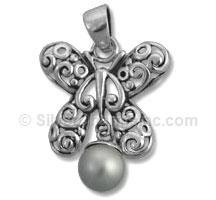 Butterfly Gray Pearl Pendant