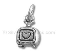 Sterling Silver Heart Television Charm