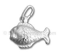 Silver Hollow Puffed Fish Charm