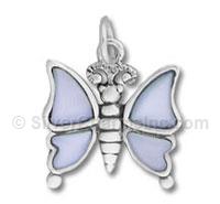 Blue Shell Butterfly Enamel Charm