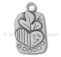 Silver Leaf on Delicate Heart Charm
