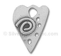 Silver Swirl in Heart with Dots Charm