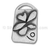 Sterling Silver Heart Flower Tag Charm