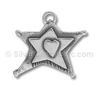 Silver Heart in Double Stars Charm