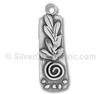 Silver Leaves Rectangle Tag Charm