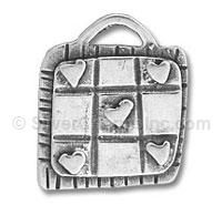 Sterling Silver Heart on Quilt Charm