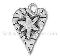 Sterling Silver Leaf on Heart Charm